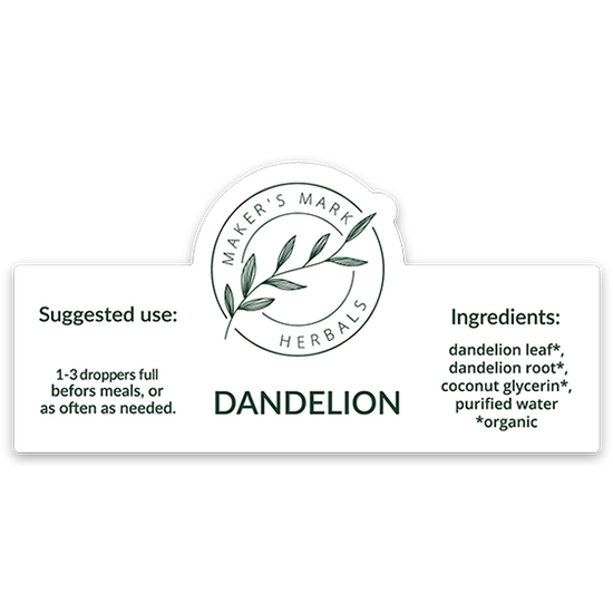 Dandelion extract ingredient label