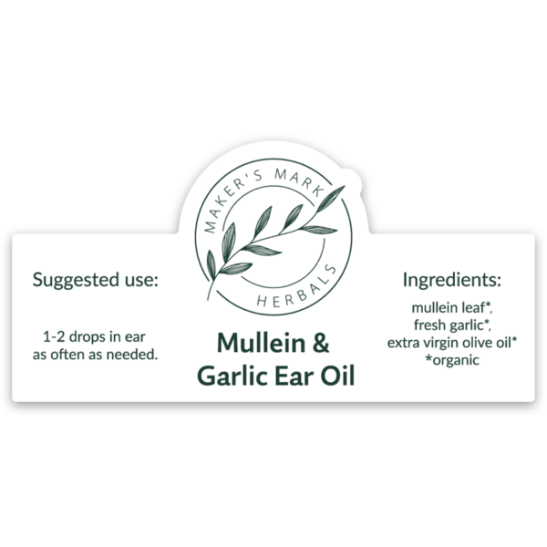 Mullein & Garlic Ear Oil Ingredient Label