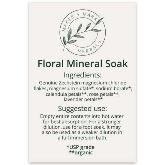 Floral Mineral Soak ingredient label