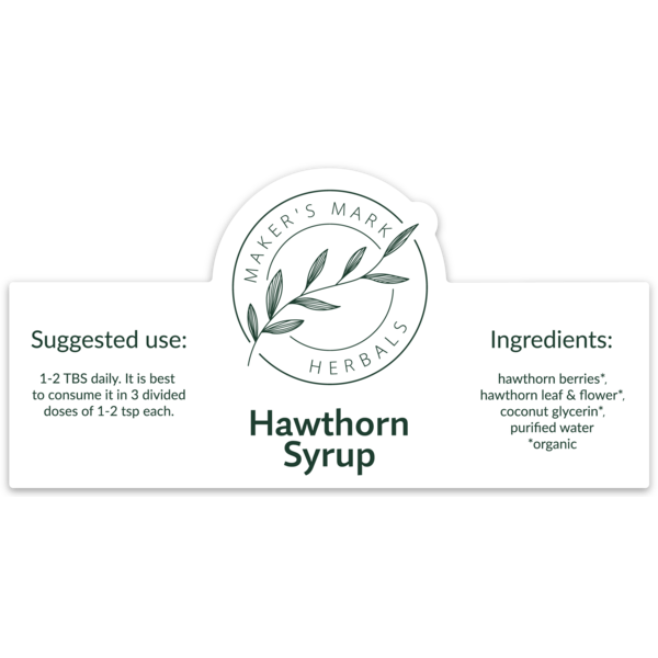 Organic hawthorn syrup ingredient label