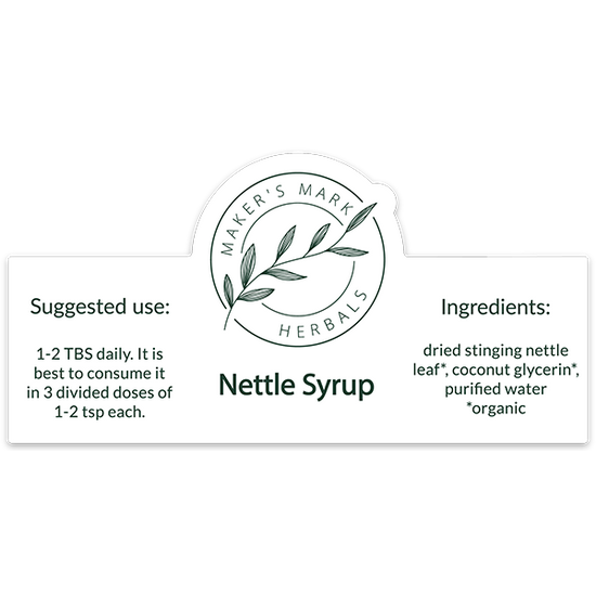 Organic stinging nettle syrup ingredient label